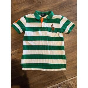 Polo Ralph Lauren Cotton Vintage Green Stripe Shirt Big Pony multicolor Sz 6